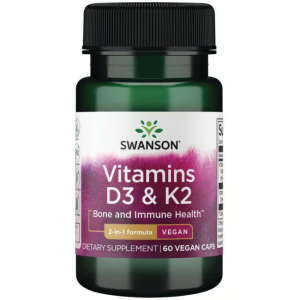 Vitamins D3 & K2 - 2,000 IU & 75 mcg 60 viên Swanson của Mỹ