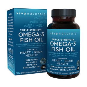 Viva naturals Fish Oil, Triple-Strength Omega-3, 180 viên của mỹ