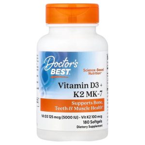 Doctor's Best Vitamin D3 + K2 MK-7 180 viên của mỹ