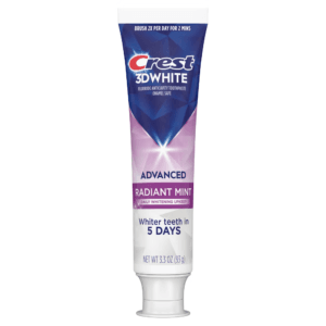 Crest 3D White Advanced Teeth Whitening Toothpaste, Radiant Mint 3.3 oz