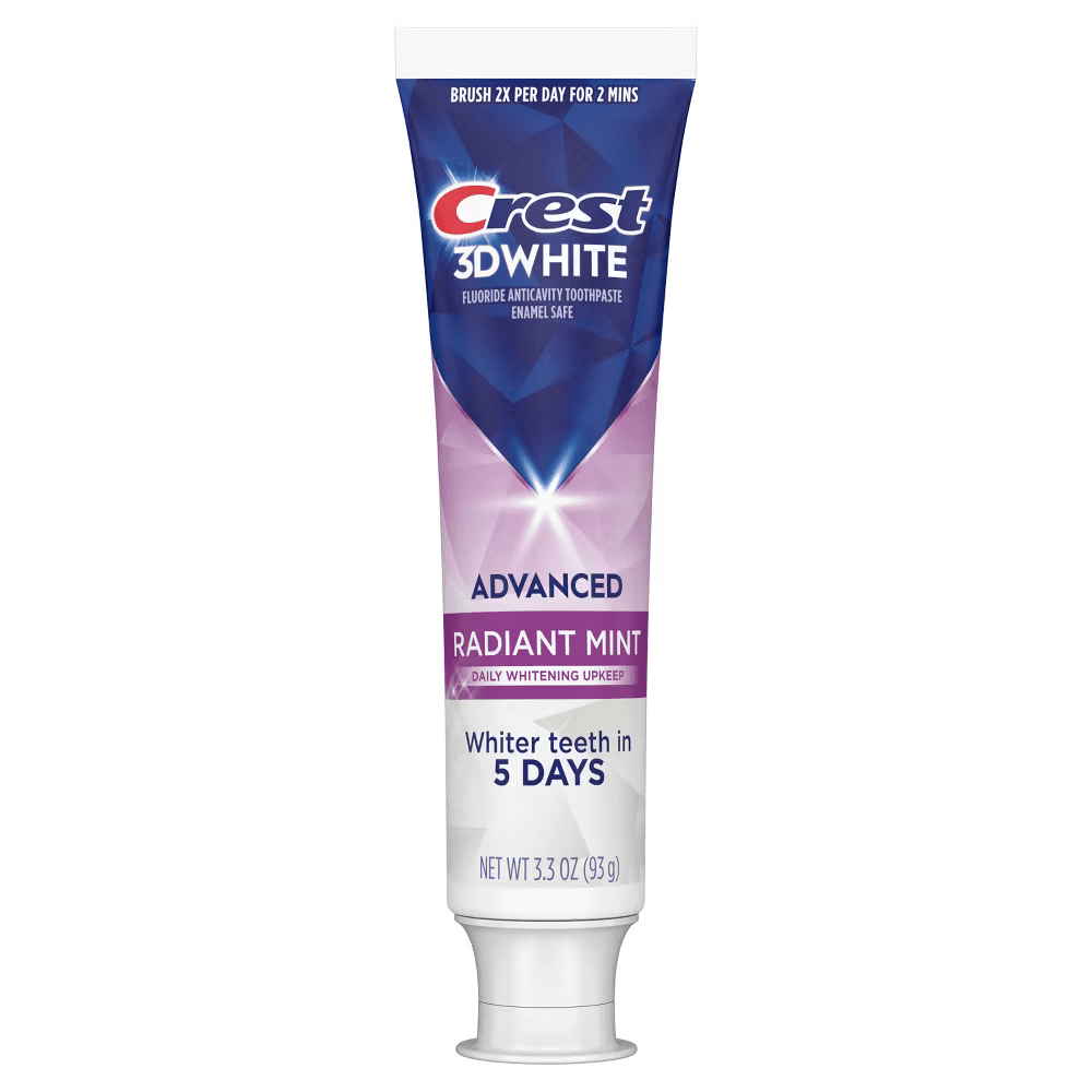 Crest 3D White Advanced Teeth Whitening Toothpaste, Radiant Mint 3.3 oz
