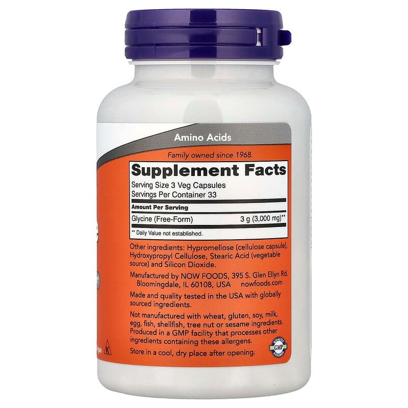 NOW Foods Glycine 100 viên của Mỹ - Ảnh 2