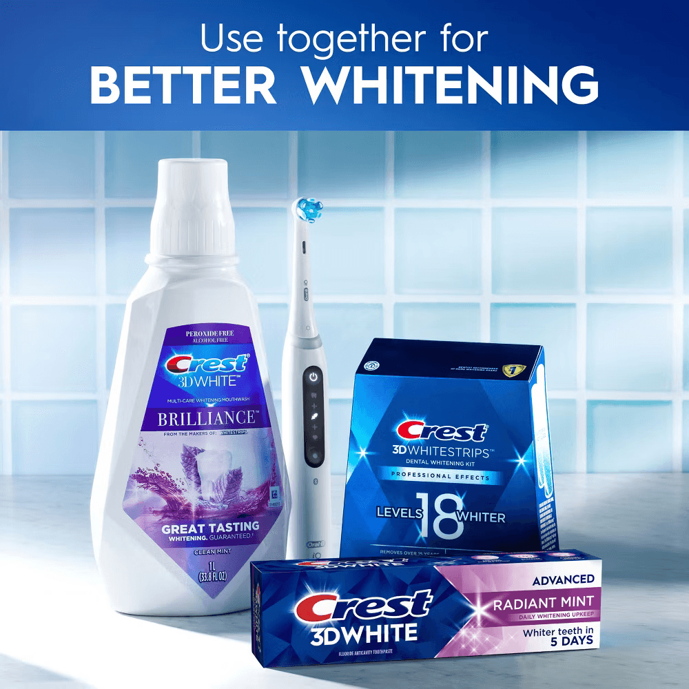 Crest 3D White Advanced Teeth Whitening Toothpaste, Radiant Mint 3.3 oz - Ảnh 2